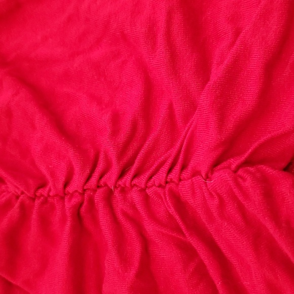 Made By Johnny Fire Engine Red Ruched V Neck Top - Picture 4 of 5
